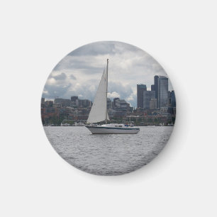 Seattle Sailboot Cityscape Magnet