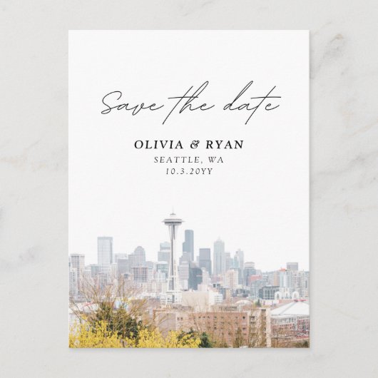 Seattle Save the Date Briefkaart Elegante bruiloft (Voorkant)