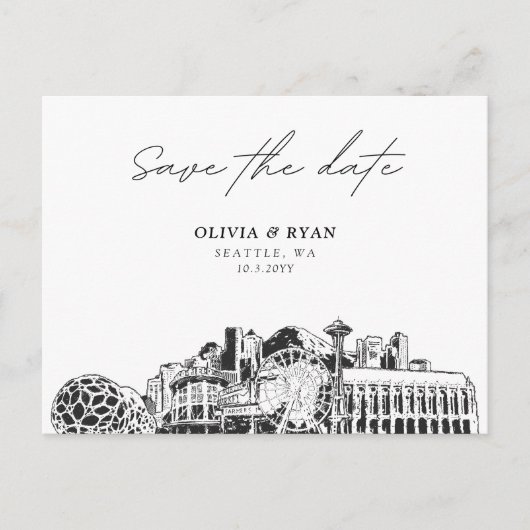 Seattle Save the Date Briefkaart Modern Wedding (Voorkant)