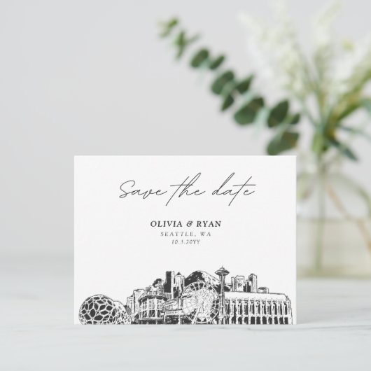 Seattle Save the Date Briefkaart Modern Wedding (Staand voorkant)