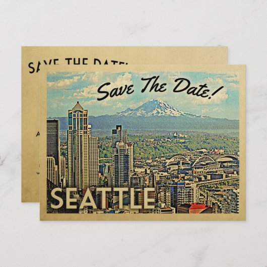 Seattle Save the Date  Briefkaarten (Voorkant / Achterkant)