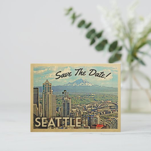 Seattle Save the Date Briefkaarten (Staand voorkant)