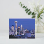 Seattle Silhouet bij Schemering Briefkaart (Staand voorkant)