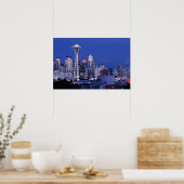 Seattle Silhouet bij Schemering Poster (Keuken)