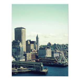 Seattle Silhouet Foto Afdruk