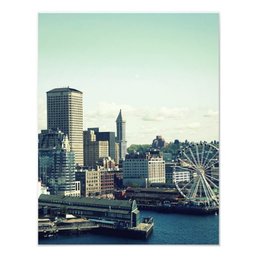 Seattle Silhouet Foto Afdruk (Voorkant)