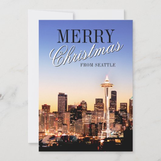 Seattle Silhouet met Kerstmis Feestdagenkaart (Voorkant)