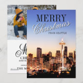 Seattle Silhouet met Kerstmis Feestdagenkaart (Voorkant / Achterkant)