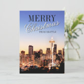 Seattle Silhouet met Kerstmis Feestdagenkaart (Staand voorkant)