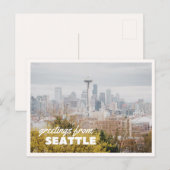 Seattle Silhouet Retro Vintage Reis Briefkaart (Voorkant / Achterkant)