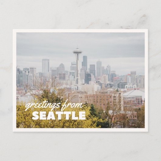 Seattle Silhouet Retro Vintage Reis Briefkaart (Voorkant)