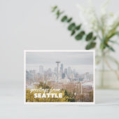 Seattle Silhouet Retro Vintage Reis Briefkaart (Staand voorkant)