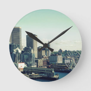 Seattle Silhouet Ronde Klok