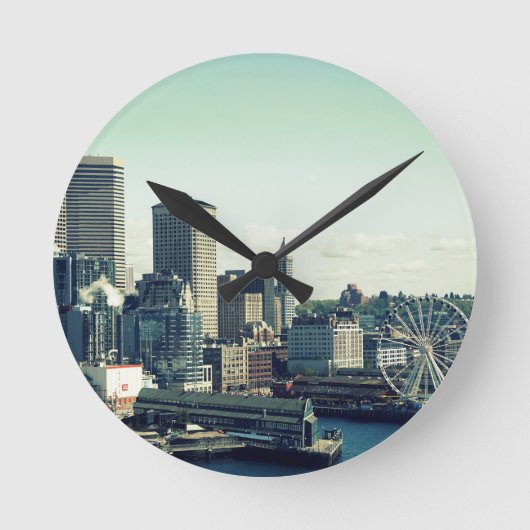 Seattle Silhouet Ronde Klok (Voorkant)