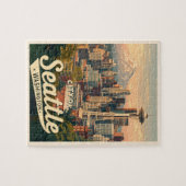 Seattle Silhouet – Space Needle & Mount Rainier Legpuzzel (Horizontaal)