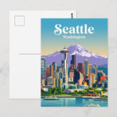 Seattle Silhouet USA Briefkaart (Voorkant / Achterkant)