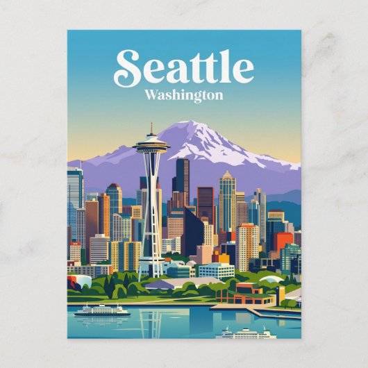Seattle Silhouet USA Briefkaart (Voorkant)