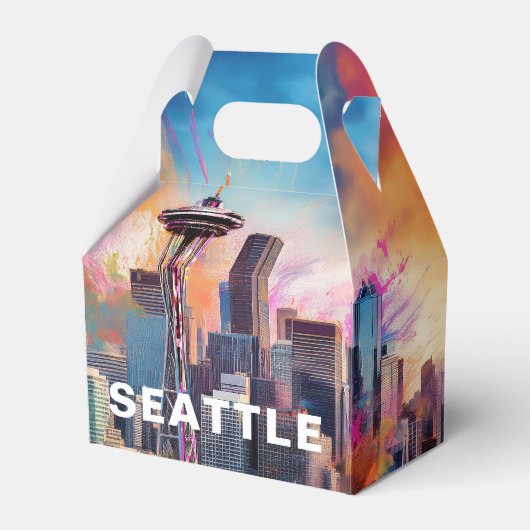 Seattle Silhouette Abstracte Kunst Bedankdoosjes (Voorkant Zijde)