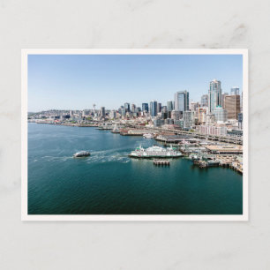 Seattle Silhouette Foto Luchtzicht Downtown Briefkaart