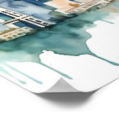 Seattle Silhouette in waterverfkleuren Poster (Hoek)