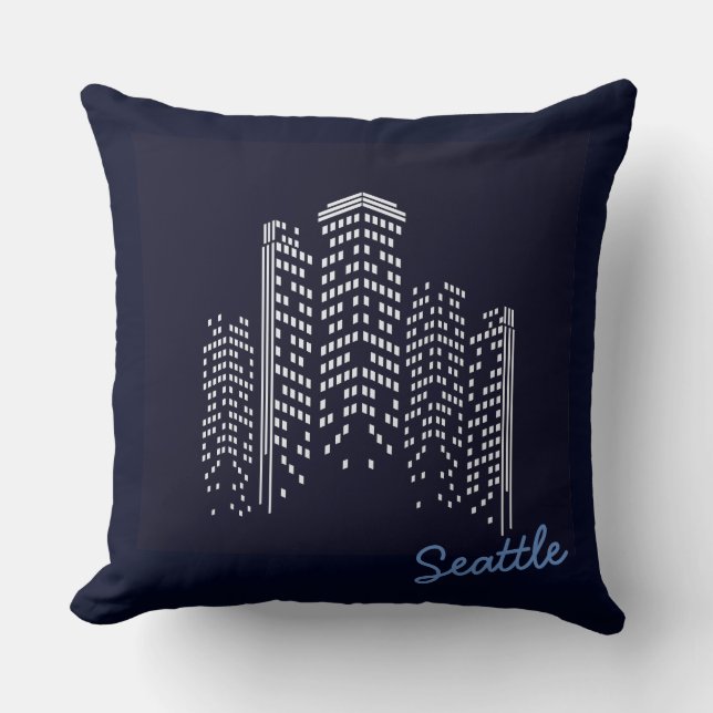 Seattle Silhouette Polyester Kussen (Voorkant)
