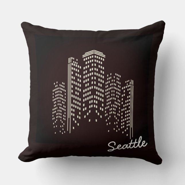 Seattle Silhouette Polyester Kussen (Voorkant)