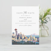 Seattle Silhouette Reisbestemming Bewaar de Datum Kaart (Staand voorkant)