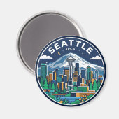 Seattle Silhouette Washington Magneet (Voorkant / Achterkant)