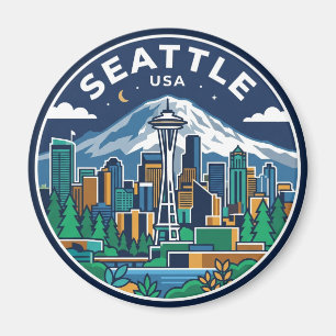 Seattle Silhouette Washington Magneet