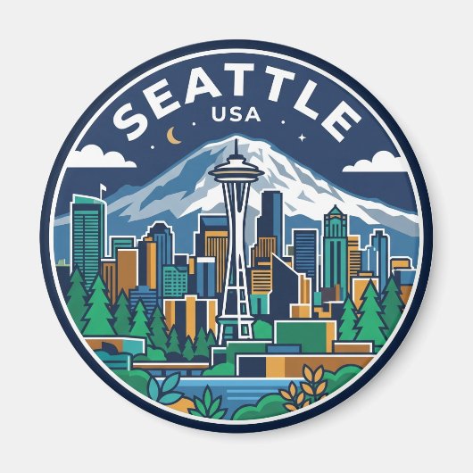 Seattle Silhouette Washington Magneet (Voorkant)