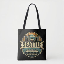 Seattle Silhouette Washington USA Retro Badge