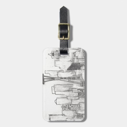 Seattle Sketch Bagagelabel (Voorkant verticaal)