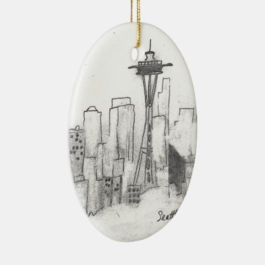 Seattle Sketch Keramisch Ornament (Rechts)