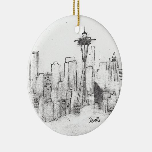 Seattle Sketch Keramisch Ornament (Rechts)