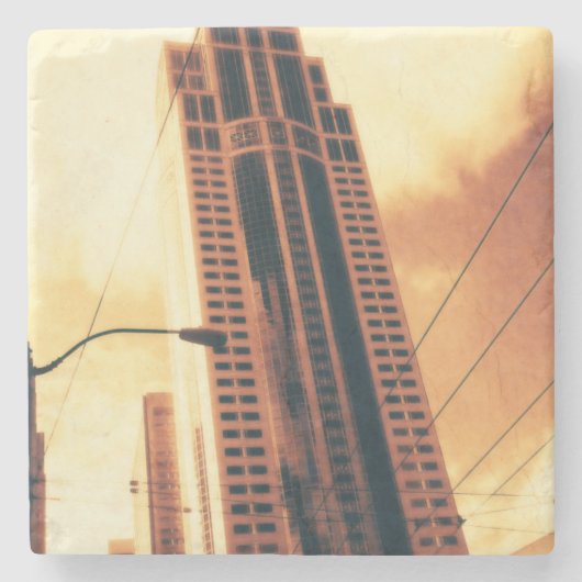 Seattle Sky Scraper - Sepia Stenen Onderzetter (Voorkant)