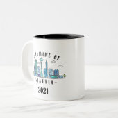 Seattle Skyline 2021 Tweekleurige Koffiemok (Voorkant links)