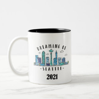 Seattle Skyline 2021 Tweekleurige Koffiemok