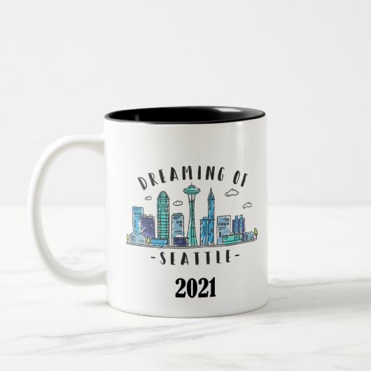 Seattle Skyline 2021 Tweekleurige Koffiemok (Links)