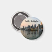 Seattle Skyline #5 Round Magnet (Voorkant / Achterkant)