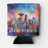 Seattle Skyline Abstracte kunst Blikjeskoeler (Voorkant)