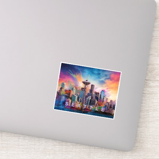 Seattle Skyline Abstracte kunst Sticker (Detail)