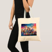 Seattle Skyline Abstracte kunst Tote Bag (Voorkant (product))