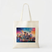 Seattle Skyline Abstracte kunst Tote Bag (Voorkant)