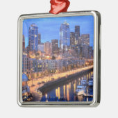 Seattle skyline and harbour, staat Washington Metalen Ornament (Links)