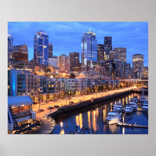 Seattle skyline and harbour, staat Washington Poster (Voorkant)