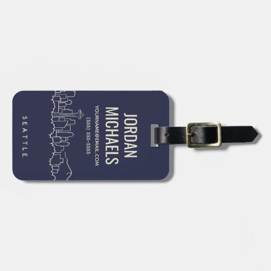 Seattle Skyline Bagagelabel (Voorkant horizontaal)