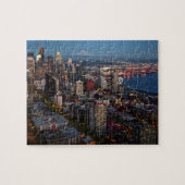 Seattle Skyline bij schemering Puzzle Legpuzzel (Horizontaal)