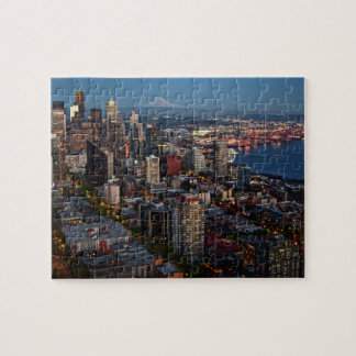 Seattle Skyline bij schemering Puzzle Legpuzzel