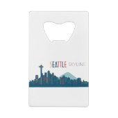 Seattle Skyline Blue Creditkaart Flessenopener (Achterkant)