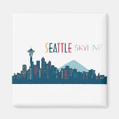 Seattle Skyline Blue Magneet (Voorkant)